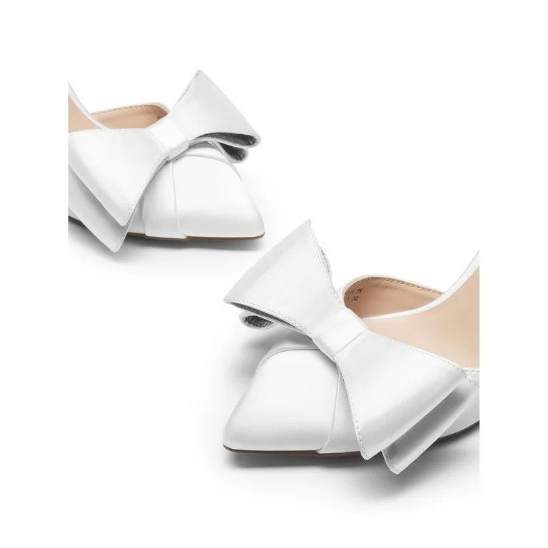 Women’s Pointed Toe Pumps Satin Stiletto Heels With Bow and Rhinestone | Walmart (US)
