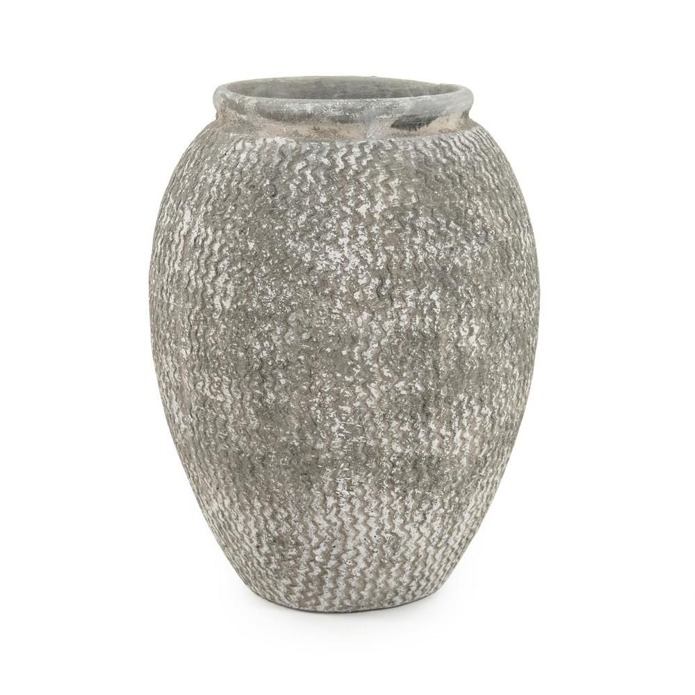 Zentique Cement Wavy Grey Large Decorative Vase-9918S A866 - The Home Depot | The Home Depot