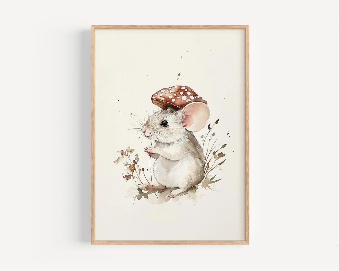 Mushroom Woodland Nursery Print Mushroom Watercolor Print Whimsical Nursery Woodland Art Printed ... | Etsy (US)