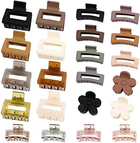Small Claw Hair Clips for Thin Hair - 22 Pcs Medium Mini Hair Claw Clips for Shot Hair Tiny Claw ... | Amazon (US)