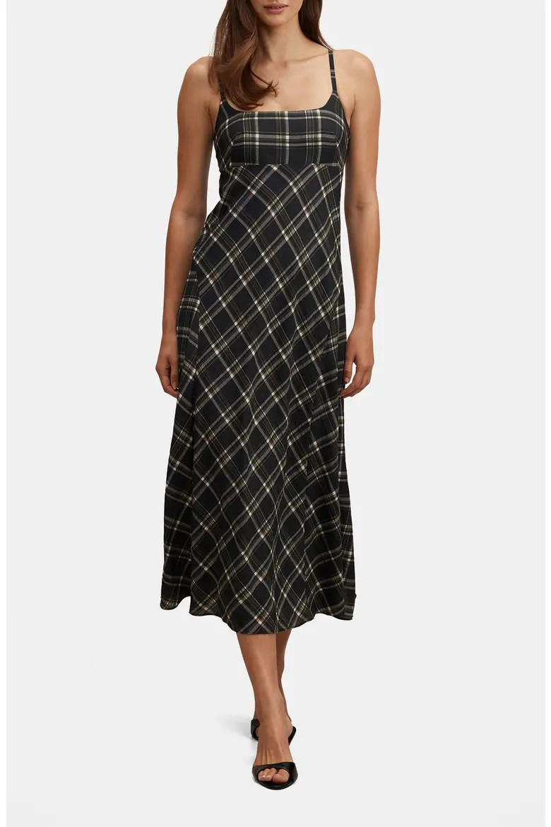 Harley Check Godet Midi Dress (Women) | Nordstrom | Nordstrom