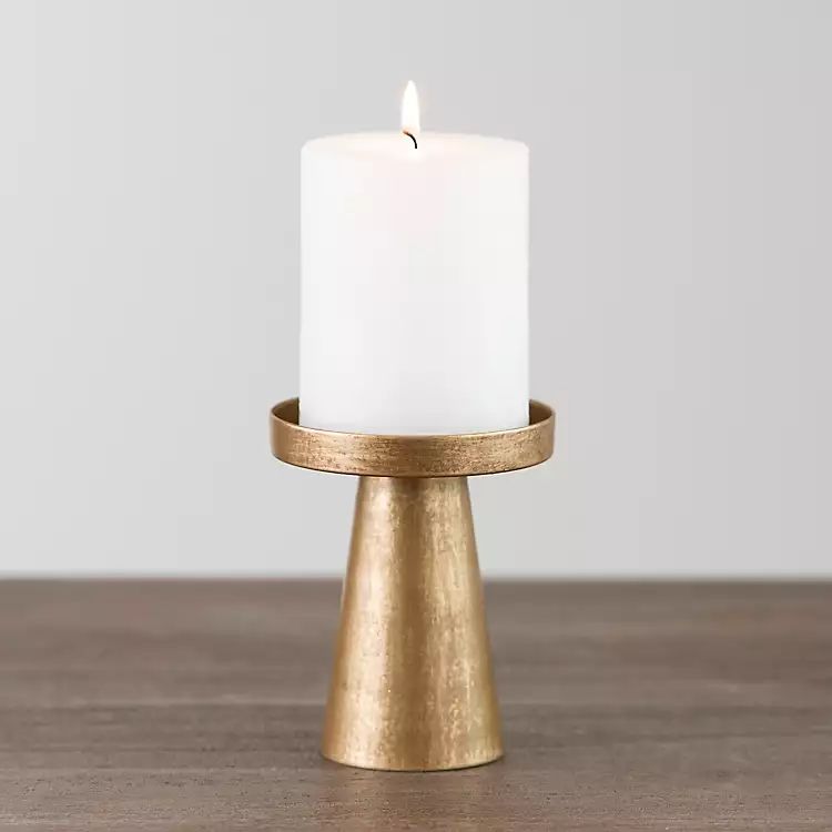 Modern Brushed Gold Pillar Candle Holder, 5 in. | Kirkland's Home