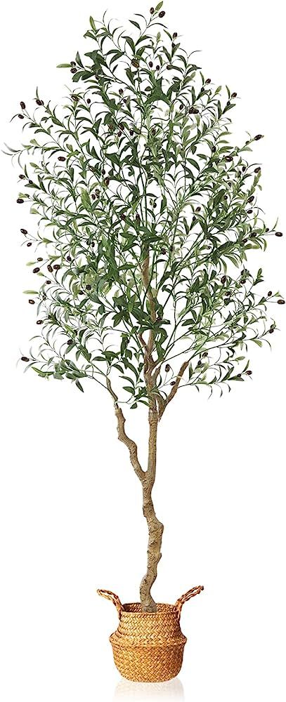 MOSADE Artificial Olive Tree 7 Feet Fake Olive Silk Plant and Handmade Seagrass Basket, Perfect Tall | Amazon (US)
