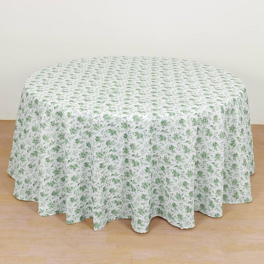 Efavormart Dusty Sage Green Floral Polyester Round Tablecloth - 120" | Amazon (US)