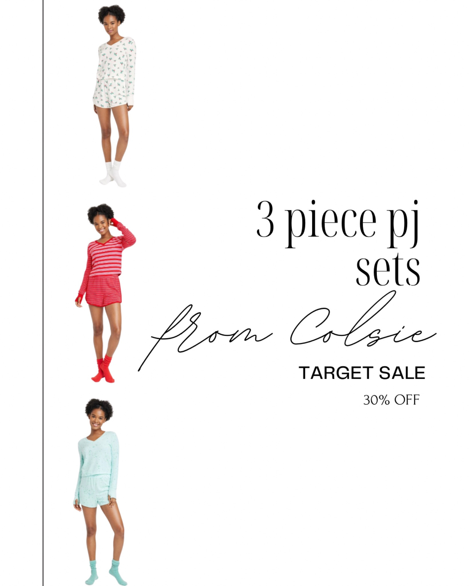 3 piece pj sets by colsie at Target 
Women pj sets 
Holiday pjs 

#LTKCyberweek #LTKSeasonal #LTKstyletip