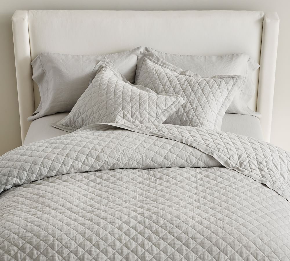 Belgian Flax Linen Diamond Quilt | Pottery Barn (US)