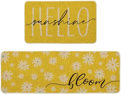 Artoid Mode Yellow Daisy Hello Sunshine Bloom Spring Kitchen Mats Set of 2, Home Decor Low-Profil... | Amazon (US)