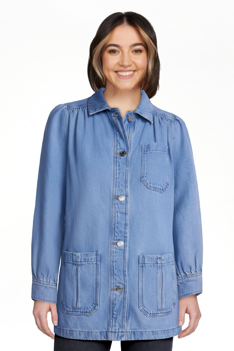 Scenario Women's and Women's Plus Chore Jacket with Long Puff Sleeves, Sizes XS-4X | Walmart (US)