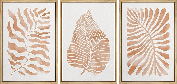 Ashbrook Framed Canvas Print Wall Art Set Orange Tropical Plant Silhouettes Nature Wilderness Ill... | Amazon (US)