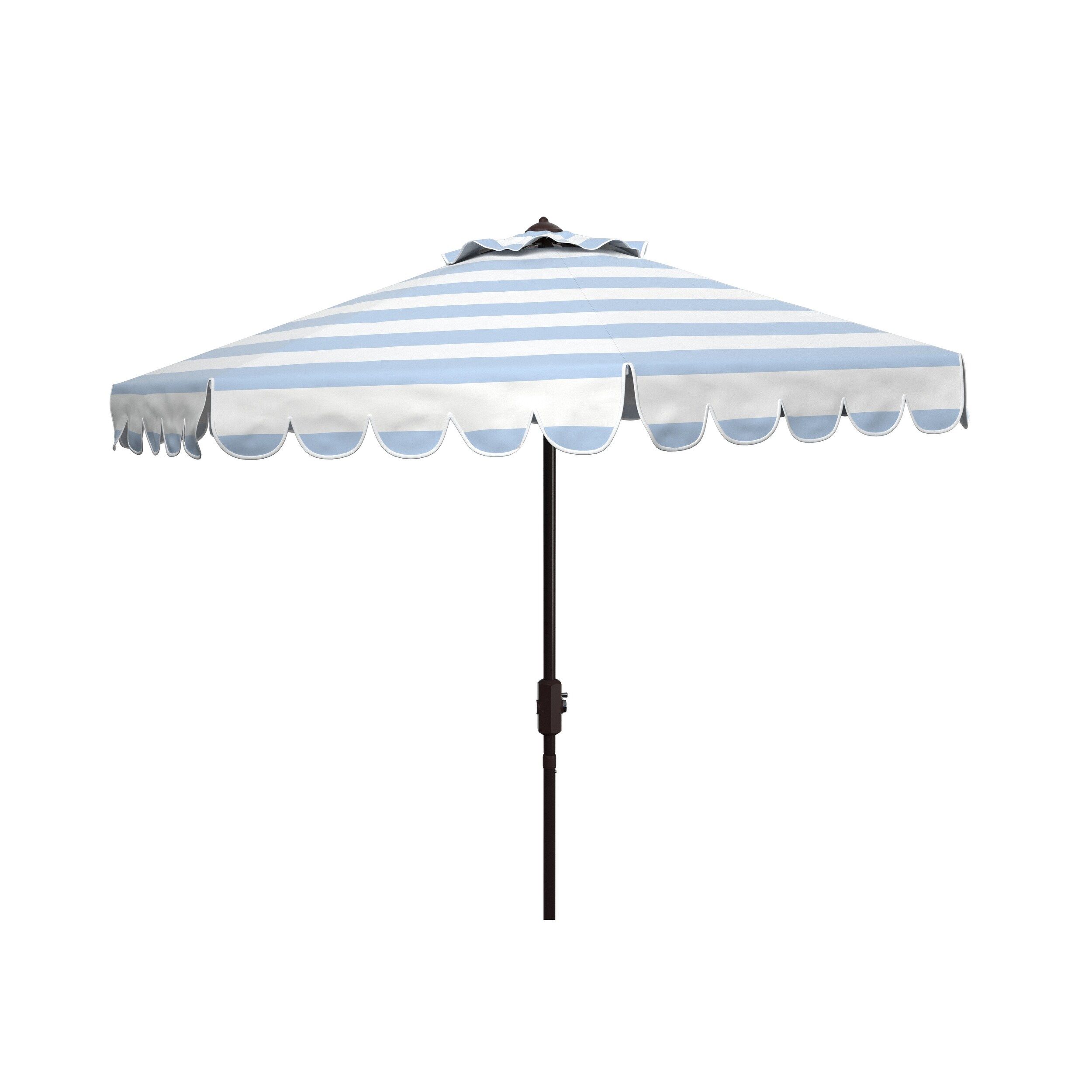 SAFAVIEH Maui 9' Market Crank Striped Tilt Patio Umbrella, Baby Blue/White | Walmart (US)