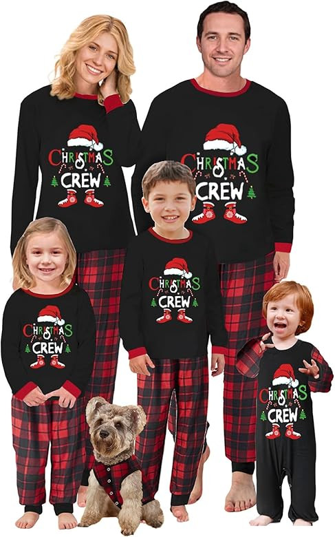 OAKFashion Christmas Family Pajamas Matching Sets Xmas Holiday Sleepwear Jammies Long Sleeve PJs | Amazon (US)