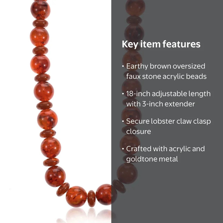 Time and Tru Brown Beaded Statement Necklace, 1 Piece | Walmart (US)