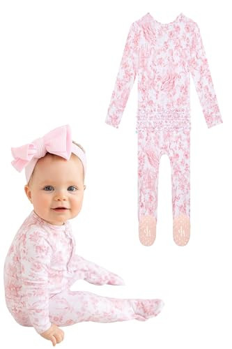 Posh Peanut Convertible Baby Sleepers - Footless Baby Pajamas with 2 Way Zipper for Easy Diaper Changes - Girls, Antoinette, Newborn | Amazon (US)