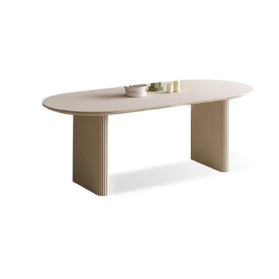 Light Beige Rectangular Sintered Stone Tabletop Dining Table | Wayfair North America