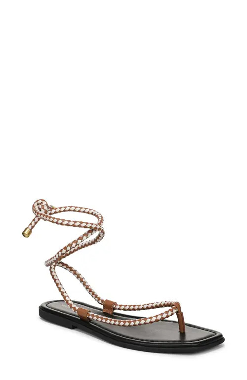 Veronica Beard Carmina Ankle Wrap Sandal in Hazelwood/ecru at Nordstrom, Size 12 | Nordstrom