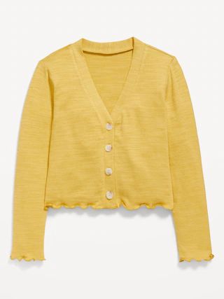 Cozy Cropped Button-Front Cardigan Sweater for Girls | Old Navy (CA)