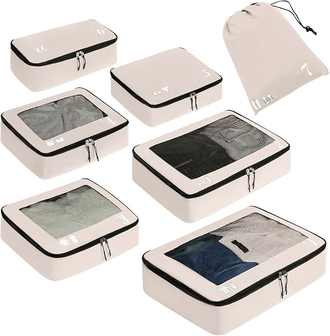 ECOHUB Packing Cubes for Suitcase 7 PCS Travel Organiser Packing Bags Recycled PET Eco Friendly T... | Amazon (UK)