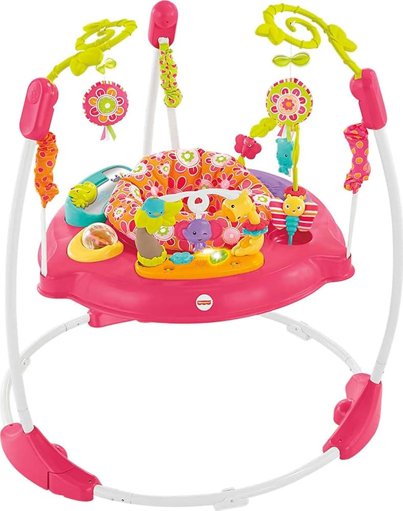 Fisher-Price Baby Bouncer Pink Petals Jumperoo Activity Center with Music Lights Sounds and Devel... | Amazon (US)