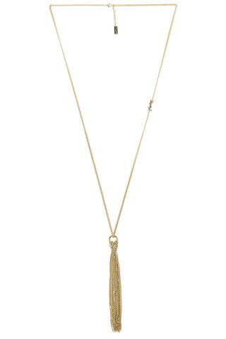 Saint Laurent Long Tassel Necklace in Dore - Metallic Gold. Size M (also in ). | FWRD 
