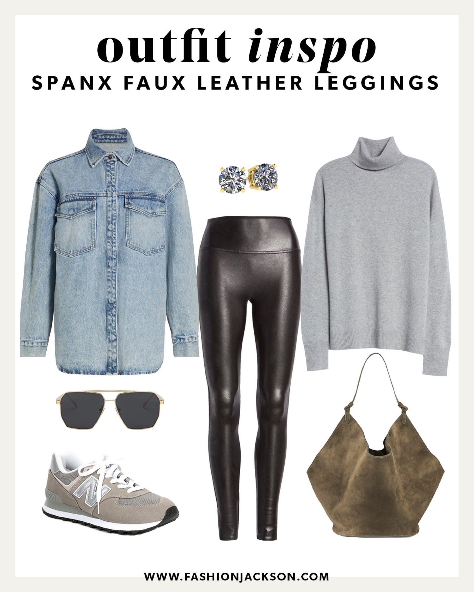 Spanx faux leather legging outfit inspo #winterfashion #leatherleggings #winteroutfit #denimshacket #casualoutfit #sneakersoutfit #newbalance #khaite #hobobag #fashionjackson

#LTKshoecrush #LTKunder100 #LTKstyletip