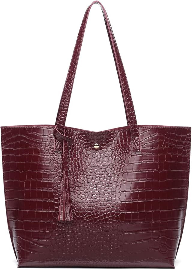 Dreubea Women's Soft Faux Leather Tote Shoulder Bag from, Big Capacity Tassel Handbag | Amazon (US)