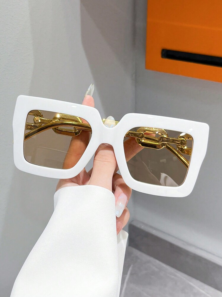 1pair Unisex Plastic Frame Square Fashion Glasses For Beach | SHEIN