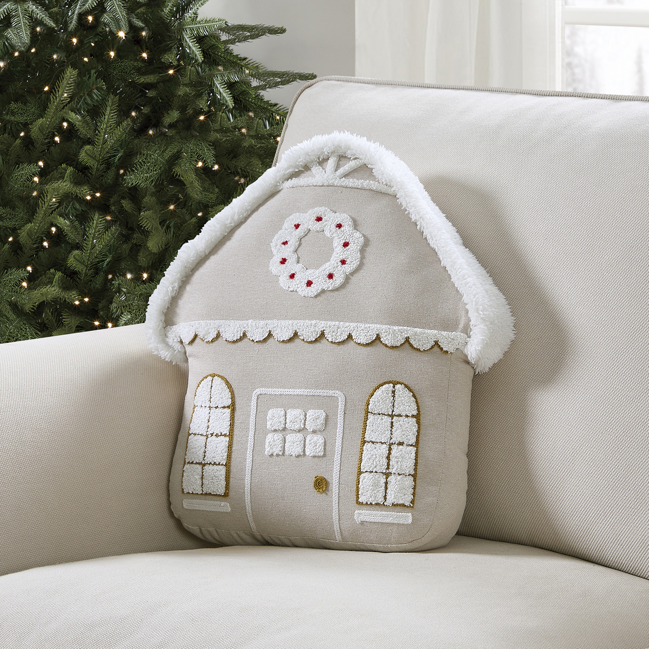 My Texas House 16" x 14" Taupe Gingerbread Holiday Decorative Pillow | Walmart (US)