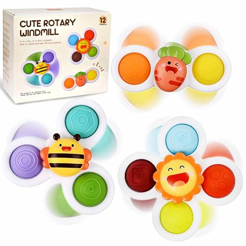 Fidget Sensory Toys for Airplane Travel Essential Activities, Suction Fidget Spinner for Babies Boy Girl Car Rides Montessori Bath Toy Gifts for 12+ Month Babies Toddlers 1 2 3 Year Old | Amazon (US)