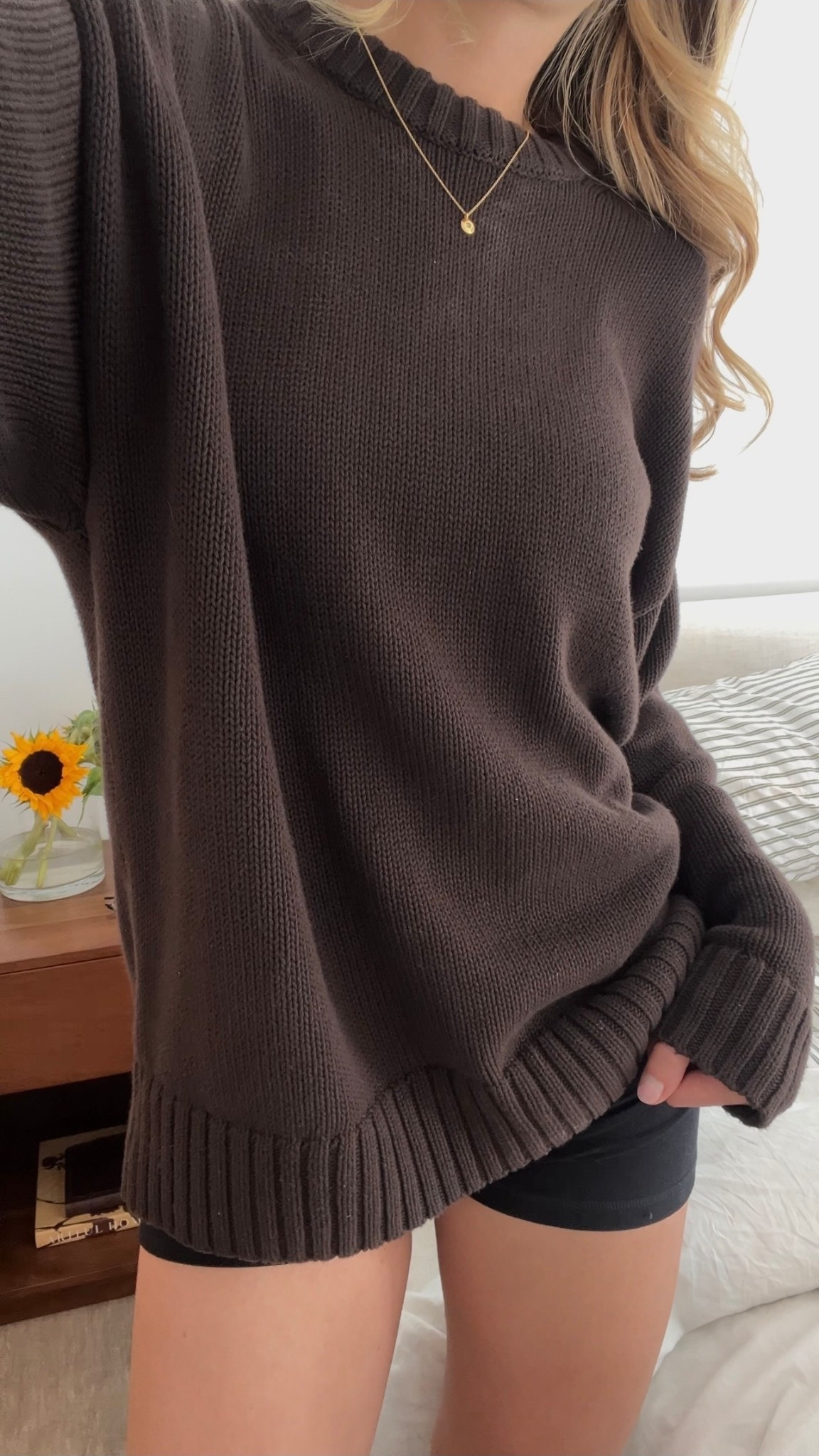 100% cotton sweater ive been wearing nonstop! the row dupe

chocolate brown sweater, oversized sweater, 100% cotton sweater, fall sweater, The Row dupe, The Row inspired, neutral outfit, minimalist style, fall capsule wardrobe, capsule wardrobe essential, brown knit sweater, cozy fall outfit, under $100 find, affordable fall fashion, chic basics, everyday sweater, neutral fall look, closet staple, luxe for less, classic fall style, timeless basics, clean girl aesthetic, quiet luxury, fall neutral outfit, brown fall outfit, oversized knit, elevated basics, cotton knit sweater, The Row aesthetic, wardrobe essential 

 #LTKSeasonal #LTKFindsUnder100 #LTKStyleTip