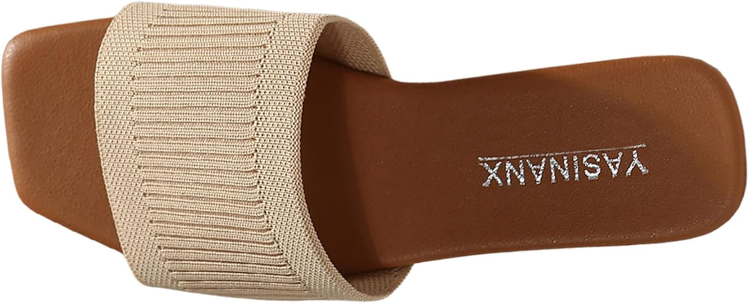 OYOANGLE Women's Single Band Square Open Toe Slide Sandals Summer Slip on Flat Sandals | Amazon (US)