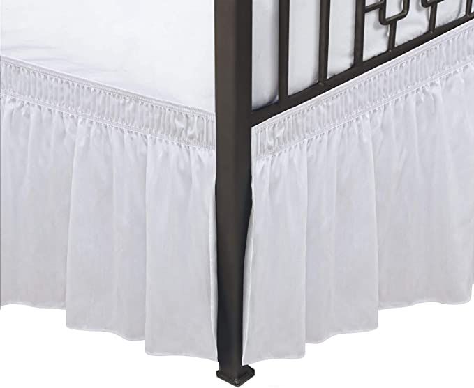 Biscaynebay Wrap Around Bed Skirts with Split Corners for King Beds 18" Drop, White Elastic Dust ... | Amazon (US)