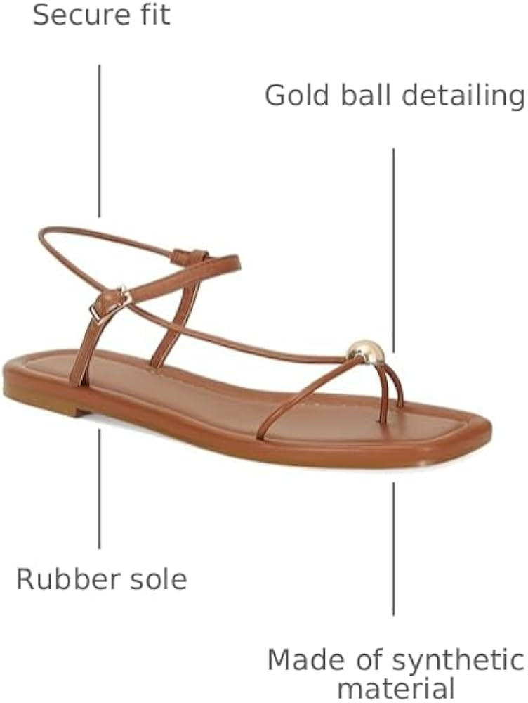 Strappy Flat Sandals for Women Comfortable Dressy Summer Beach Thong Flip Flop Slide Sandals with... | Amazon (US)