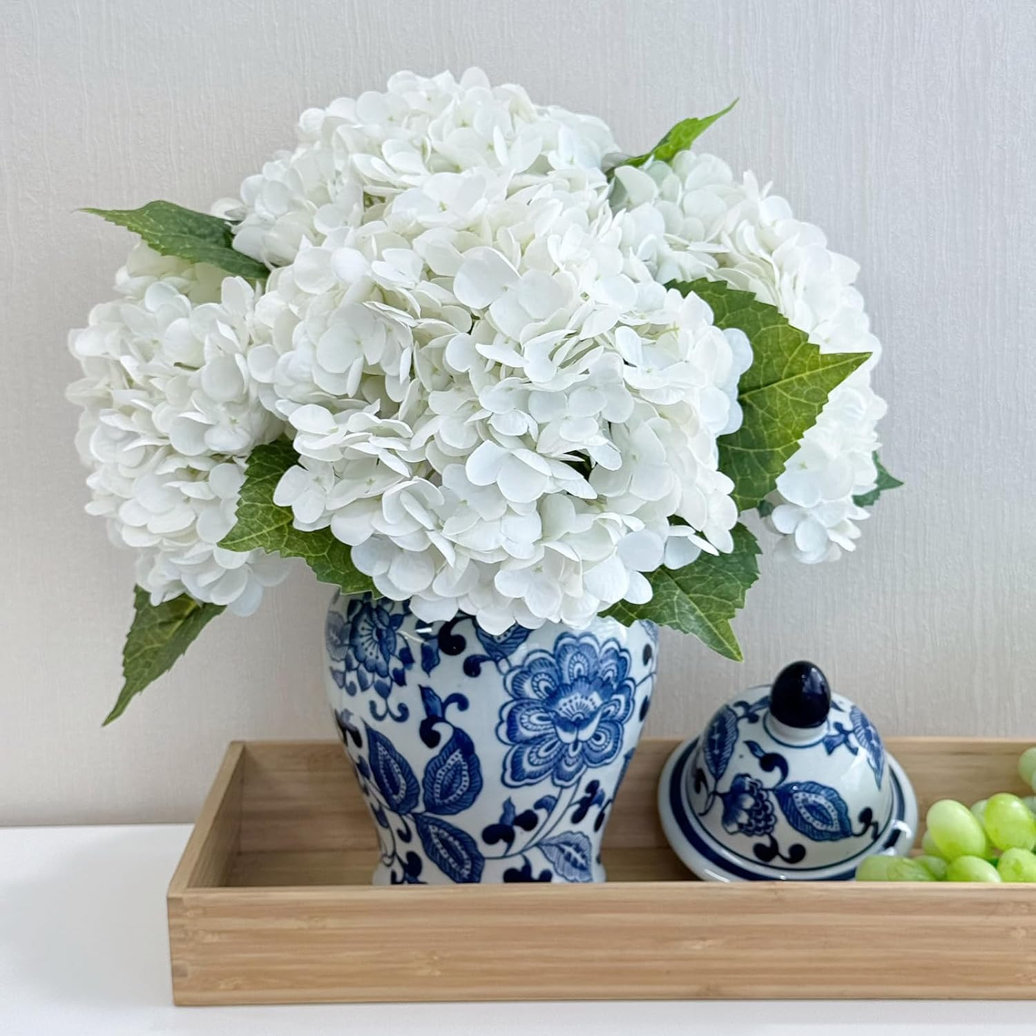 Real Touch White Hydrangeas Artificial Flower, 21 inches, 4 Pcs | Amazon (US)