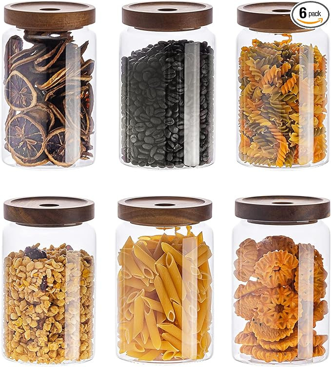 Kanwone Glass Storage Containers Set of 6, 28 Ounce Airtight Food Storage Containers with Bamboo ... | Amazon (US)