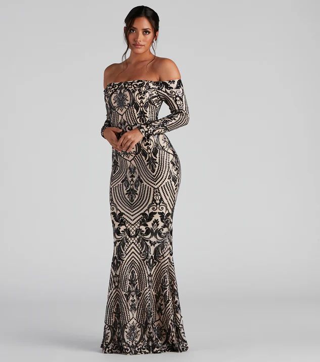 Paityn Formal Off-The-Shoulder Sequin Dress | Windsor Stores