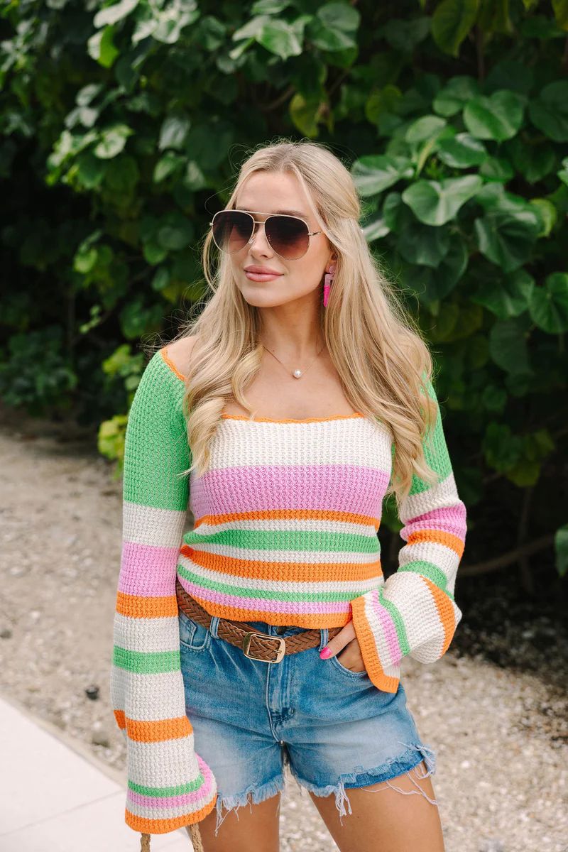 Make It Better Multi Striped Square Neck Sweater FINAL SALE | Pink Lily