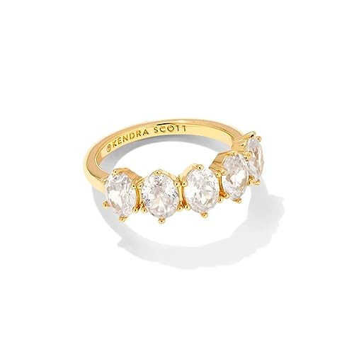Kendra Scott Cailin 14k Gold-Plated Brass Crystal Band Ring in White Crystal, Fashion Jewelry For Women | Amazon (US)