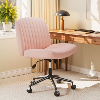 Avicia 26" Wide Seat Criss Cross Legged Office Chair, Armless Office Desk Chair With Wheels | Wayfair North America