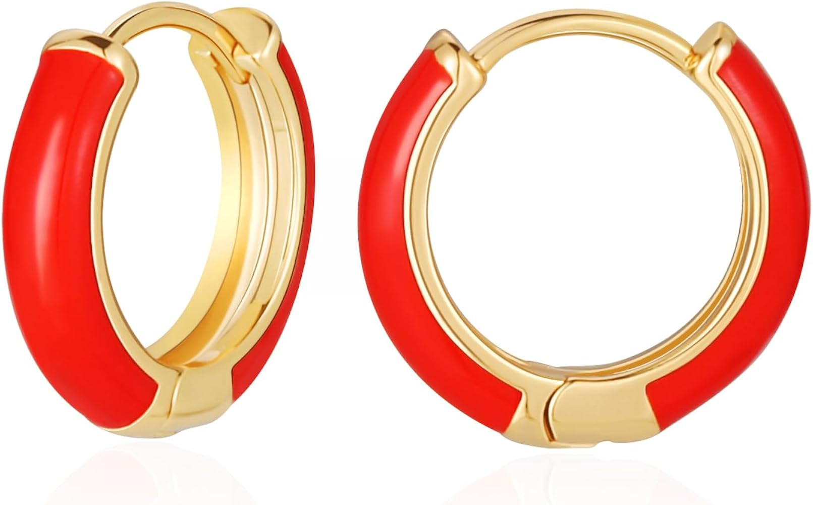 Lourny Small Hoop Earrings for Women, 18K Gold Plated Hypoallergenic Cute Enamel Huggie Earring G... | Amazon (CA)