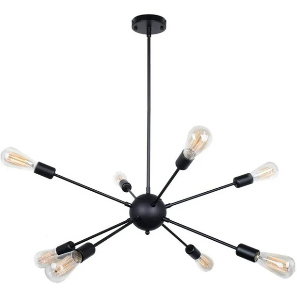 Sputnik Chandeliers Vintage Ceiling Light Modern 8 Lights Pendant Lighting Fixture, Black | Walmart (US)