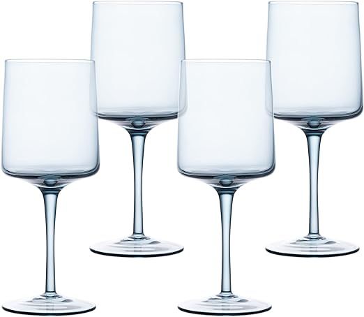 Navaris Blue Square Wine Glasses (Set of 4) - Colored Wine Glasses with Stems - Colored Glassware... | Amazon (US)