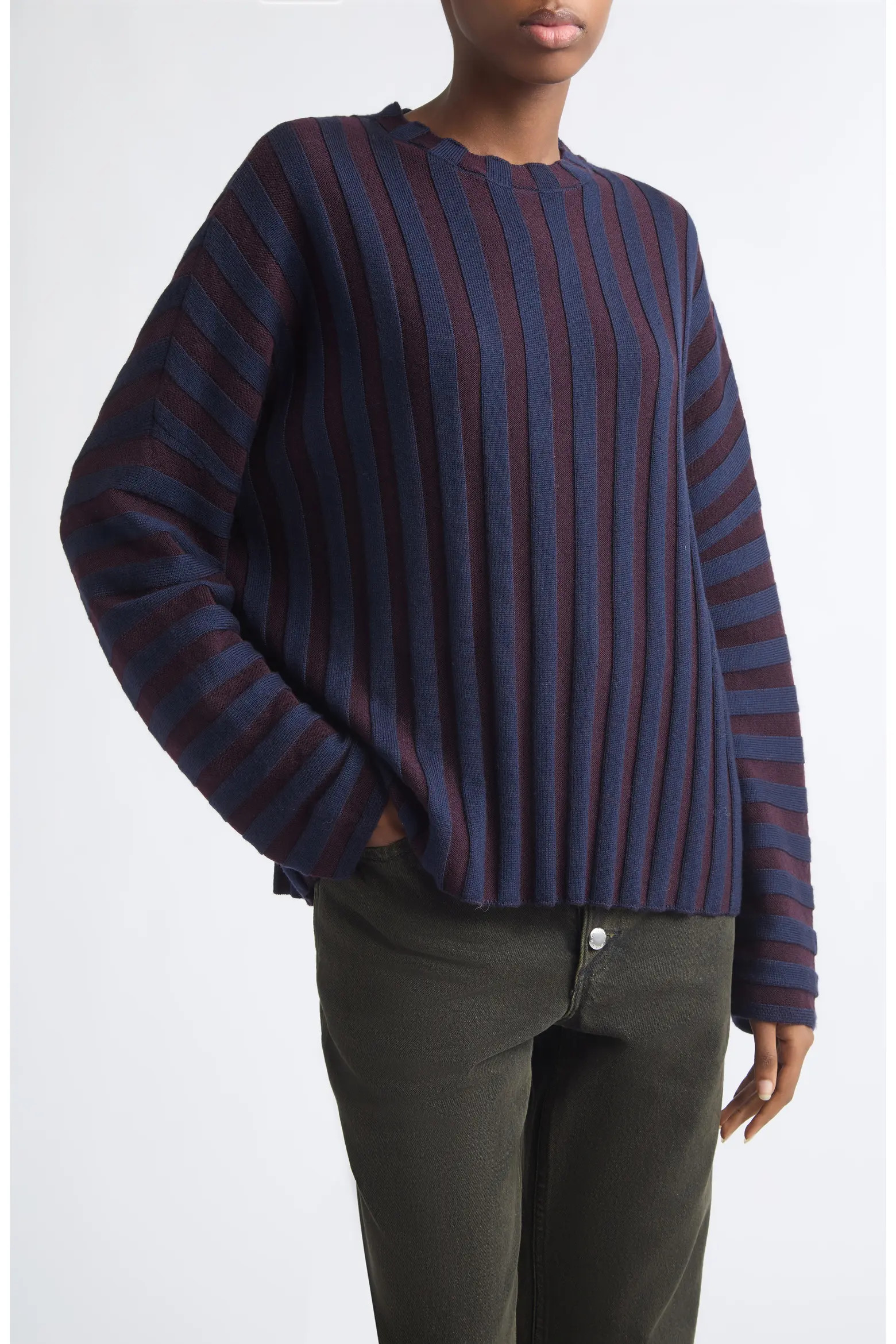 Eckhaus Latta Keyboard Stripe Merino Wool Sweater (Women) | Nordstrom | Nordstrom