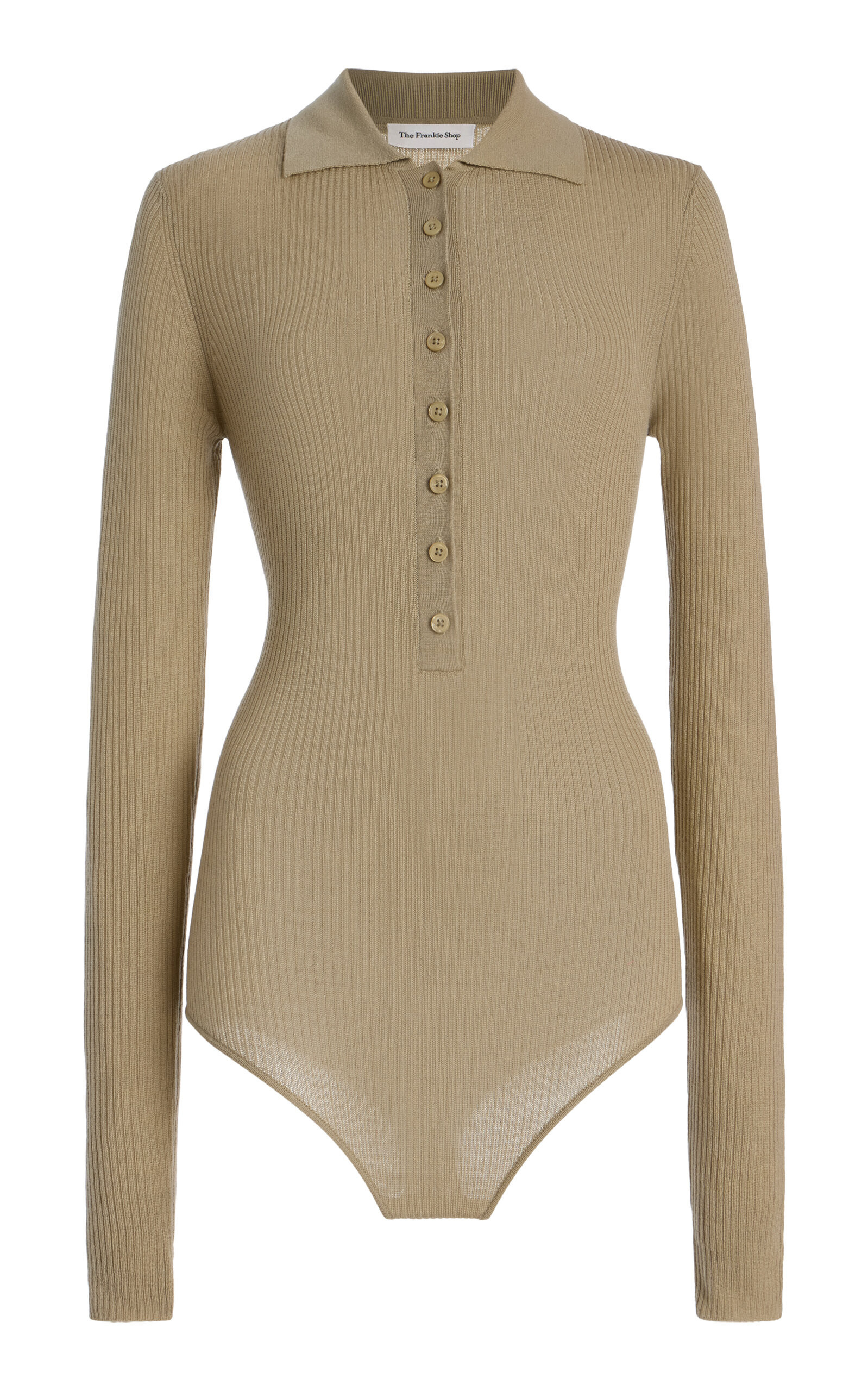 The Frankie Shop - Solana Wool; Silk and Cashmere Polo Bodysuit - Neutral - M - Moda Operandi | Moda Operandi (Global)