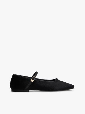 Tommy Hilfiger Women's Calf Hair Leather Mary Jane Flat - Black - US 6 / EU 36 | Tommy Hilfiger (US)