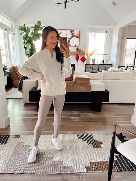 Gray cashmere sweater with oat leggings from Abercrombie on sale for $36! Wearing size XS and the fit is great. Also come in short sizing, too. My cashmere zip up is on final sale and I’ve had mine for years. Super warm and cozy  

#LTKSeasonal #LTKsalealert