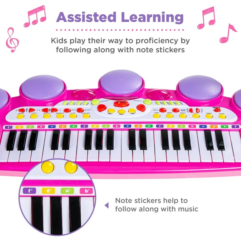Best Choice Products 37-Key Kids Electronic Piano Keyboard w/ Multiple Sounds, Lights Microphone,... | Walmart (US)