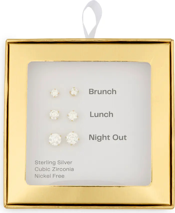 Set of 3 CZ Stud Earrings | Nordstrom Rack