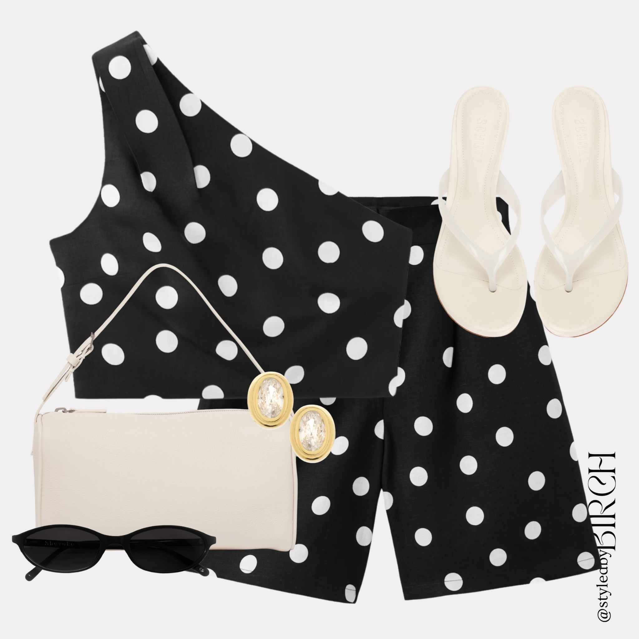 You simply cannot go wrong with a coord and this one is proof 🖤

Polka dots, one shoulder crop and wide leg shorts… the outfit is done before you even have to think about it. That is the beauty of a coord. Throw on the cream bag and flip flops and you are completely ready.

#ootd #outfitinspo #coordset #polkadotstyle #chicstyle

Tags 🏷️
Black and white polka dot one shoulder crop top, black and white polka dot wide leg shorts, cream leather shoulder bag, cream flat flip flops, gold oval stone earrings, black oval sunglasses

#LTKsummer #LTKeurope #LTKstyletip