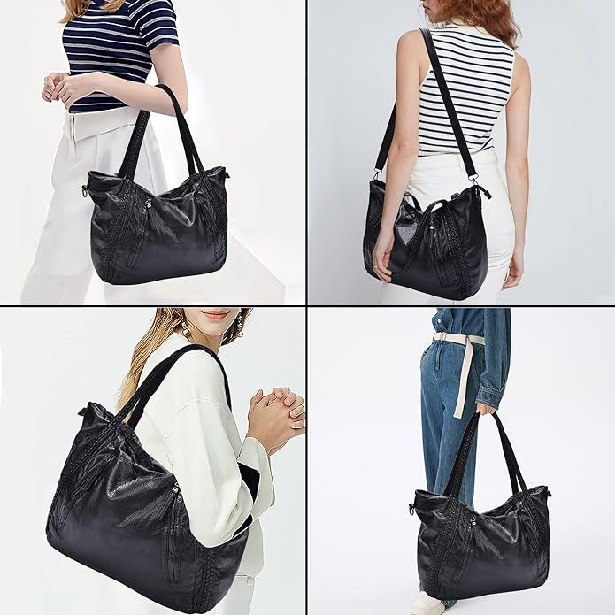 Large Purses for Women Slouchy Oversized Bag Extra Big Handbag Multi-pockets Hobo Tote Soft Faux ... | Amazon (US)