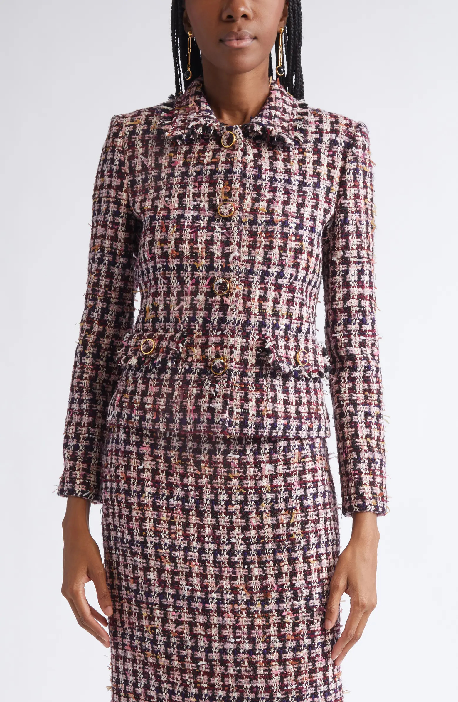 ST. JOHN Fringe Houndstooth Tweed Jacket | Nordstrom | Nordstrom